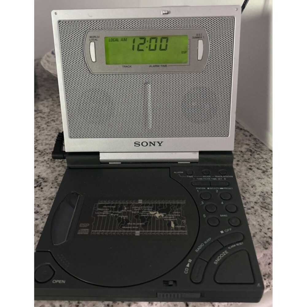 Vintage Sony ICF-CD2000 FM/AM Radio CD Clock WORKS! *NO Power Cord